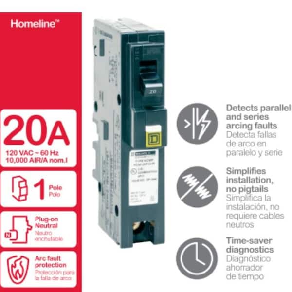 Square D Homeline 20 Amp Single-Pole Plug-On Neutral Combination