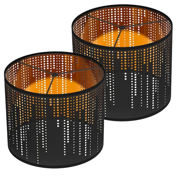 10 in. Matte Black Metal Drum Table Lamp Shade with Round Shade, Single-Head Design with Uno Fitter