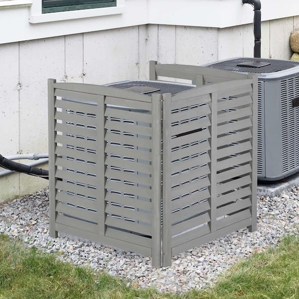Unbranded 38 in. Gray Wood Garden Fence, Outdoor Screen, Outdoor Air Conditioner Fence, Fence Garden Border, Fence for Backyard