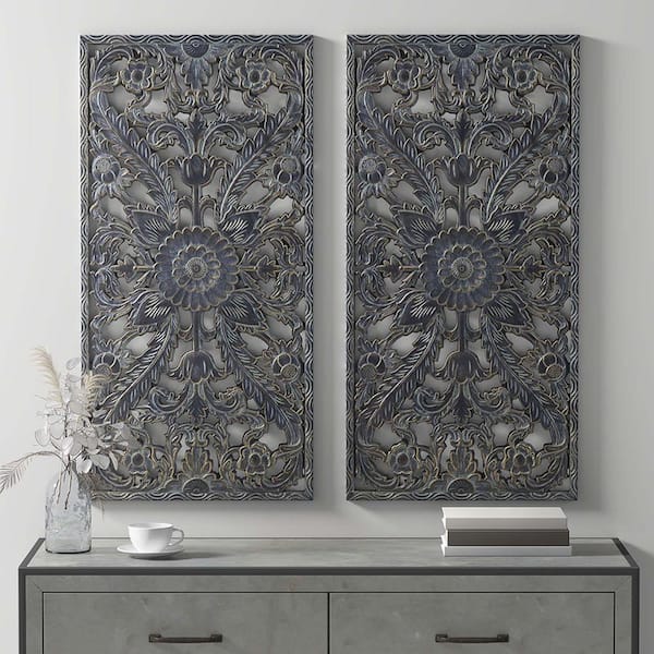 マディソンパーク ウォールパネル ダマスク柄 Damask Wood Panel Madison Park Damask Wood Panel 37.75 in. x 15.75 in. Wood 2