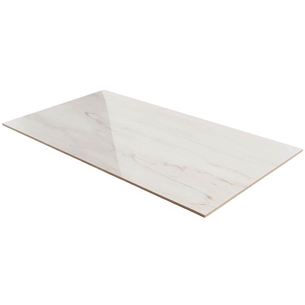Saroshi Large White Polished Marble Look Porcelain Tile