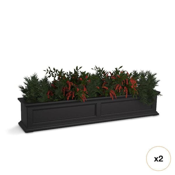 Fairfield 60 in. x 11 in. Self-Watering Black Polyethylene Window Box