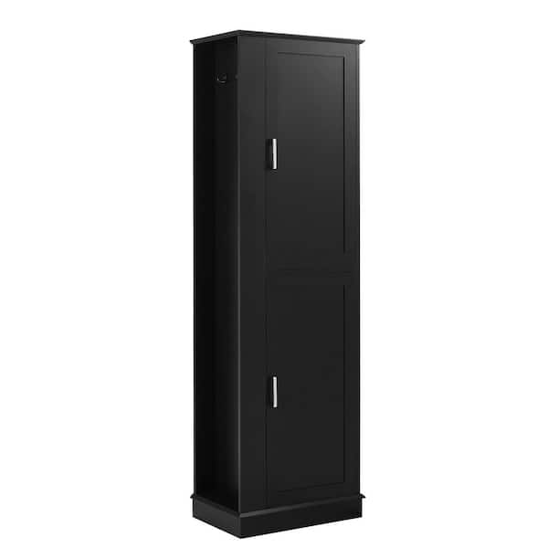 cadeninc 21 in. W x 14 in. D x 68 in. H Bathroom Storage Cabinets Linen Cabinet with Hook and Adjustable Shelf, Black