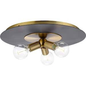 Trimble Collection 3-Light Brushed Bronze 18 in. Flush Mount