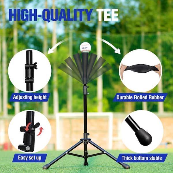 BOOSTEADY Tee De Frappe Baseball Pliable – Hauteur Réglable 63,5-101,6 Cm, Ultra Stable Avec Sac De Sable Et Sac à Dos De Transport