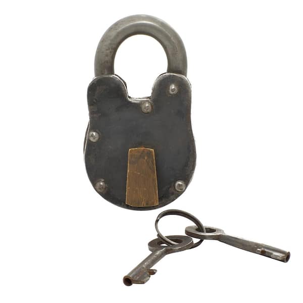 Litton Lane Gray Brass Lock and Key