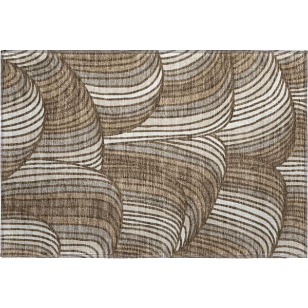 Mayfield Premium Machine Washable Abstract AMF2546 Chocolate 2 ft. x 3 ft. Accent Rug