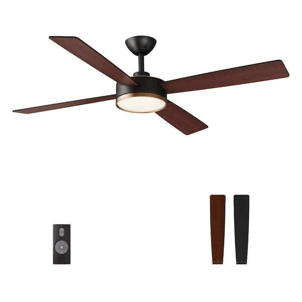 Nexa 54 in. Indoor Morden Matte Black Ceiling Fan with Color Changing Integrated LED Light and Remote Included