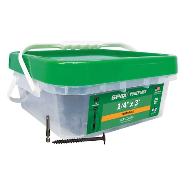 1/4 in. x 3 in. Exterior Powerlags Washer Head Torx T-Star Structural Wood Lag Screws (200-Piece) Bulk Mini Bit Included
