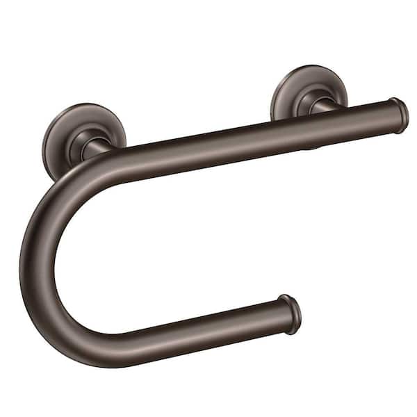 MOEN Home Care 8 in. x 1 in. Screw Grab Bar with Integrated Paper Holder in Old World Bronze