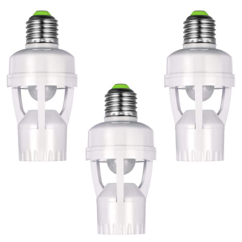 3-Pack 20-Watt Motion Sensor E26/E27 Bulb Socket Adapter Screw-In Mount Dusk to Dawn Light Control White price history on PriceWatchPro