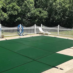 20 ft. x 40 ft. Rectangle Green Mesh In-Ground Safety Pool Cover Left Side Step with 2 ft. Overlap, ASTM F1346 Certified