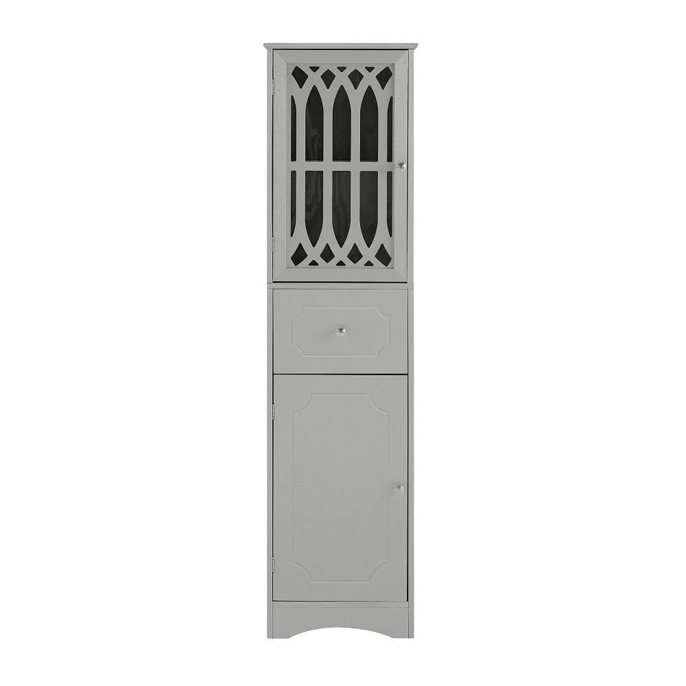 ZIRUWU Gray Tall Bathroom Freestanding Storage with