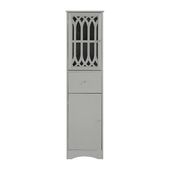 ZIRUWU Gray Tall Bathroom Freestanding Storage with