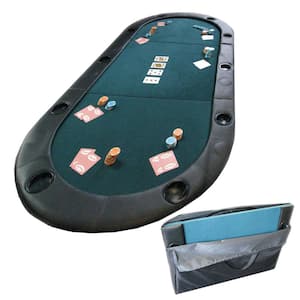 Foldable Poker Table Top with Cupholders and Padded Edges, Green