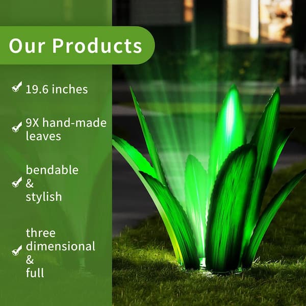 Plante Extérieure Déco Jardin Agave Métal - 2 Tailles Avec éclairage Solaire Statue D'agave En Metal