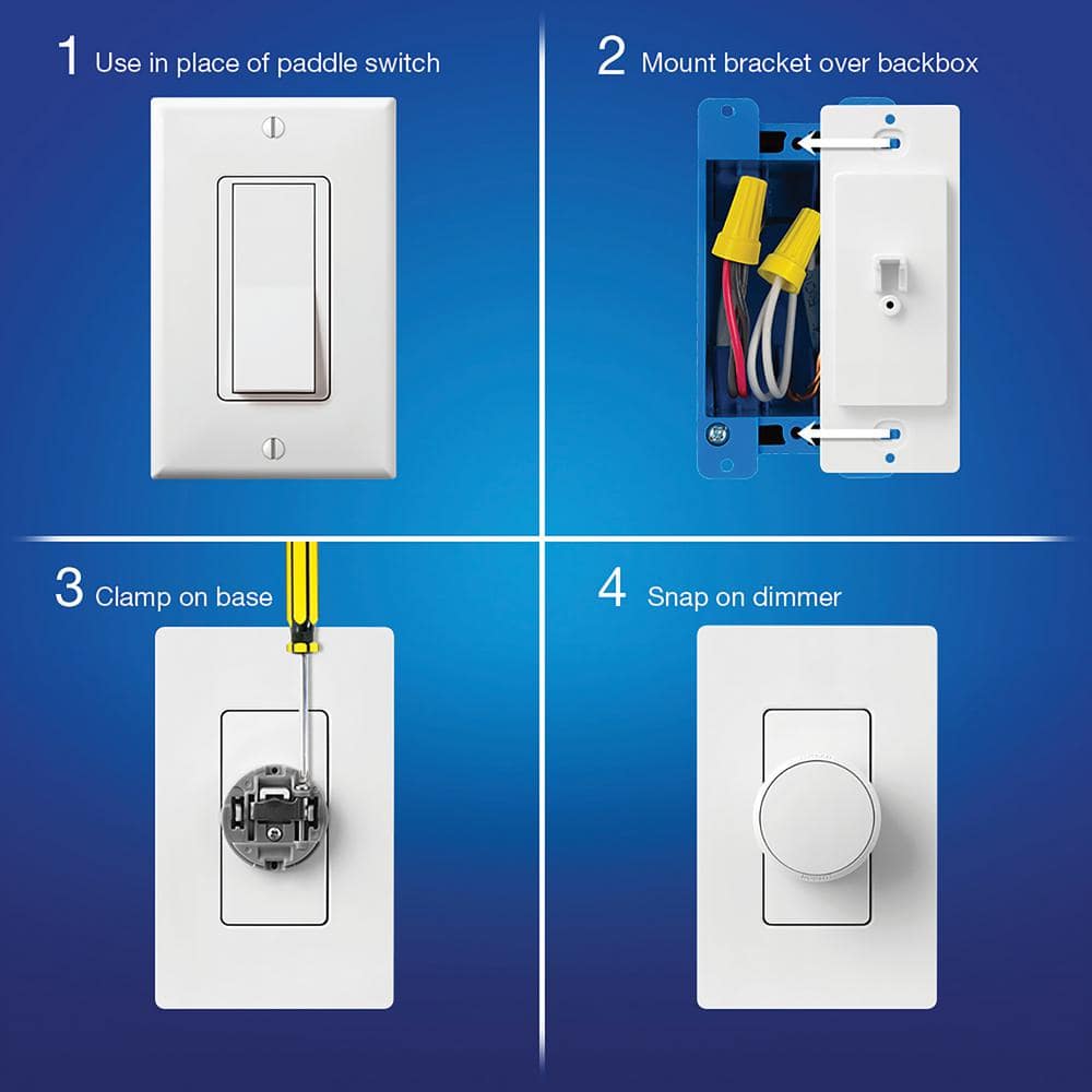 White Smart Bulb Dimmer Switch for Paddle Switches