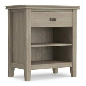 Artisan 1-Drawer Solid Wood 24 in. Wide Transitional Bedside Nightstand Table in Distressed Grey