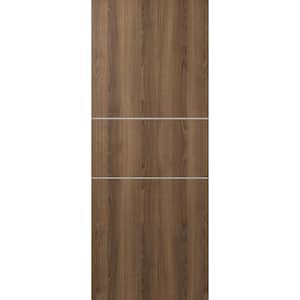 Optima 2H 28 in. x 80 in. No Bore Solid Composite Core Pecan Nutwood Composite Wood Interior Door Slab