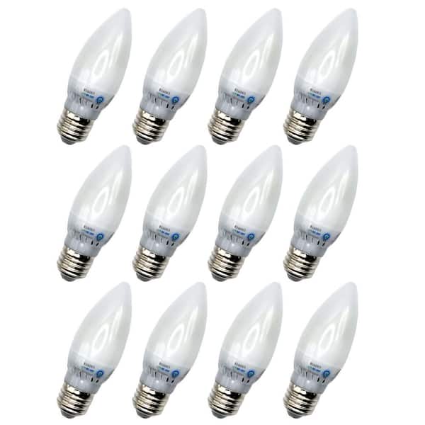 Candelabra 3.2-Watt B11 E26 40-Watt EQ Frosted LED Light Bulb 6000K (12-Pack)