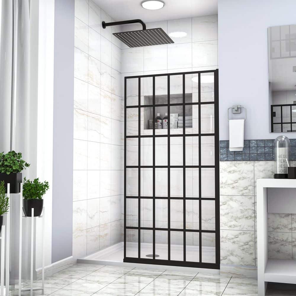 38-38.80 in. W x 72 in. H Fixed Semi-Frameless Shower Door in Matte Black Finish with Clear Tempered Glass price history on PriceWatchPro