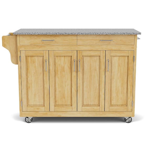 HOMESTYLES Create-a-Cart Natural Kitchen Cart with Salt and Pepper Granite Top