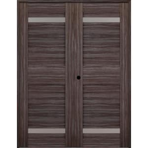 Imma 56" x 84" Right Hand Active 2-Lite Gray Oak Composite Wood Double Prehung French Door
