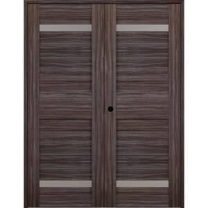 Imma 64" x 84" Right Hand Active 2-Lite Gray Oak Composite Wood Double Prehung French Door