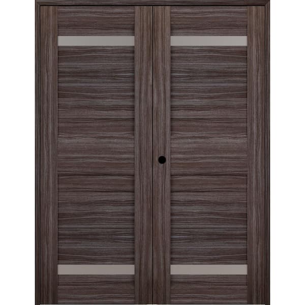 Belldinni Imma 72" x 84" Right Hand Active 2-Lite Gray Oak Composite Wood Double Prehung French Door