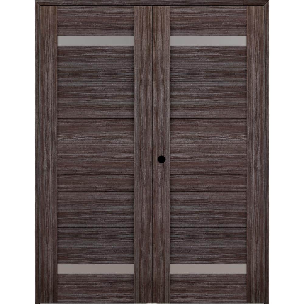 Belldinni Imma 64"" x 96"" Right Hand Active 2-Lite Gray Oak Composite Wood Double Prehung French Door, Brown/Gray Oak -  314722