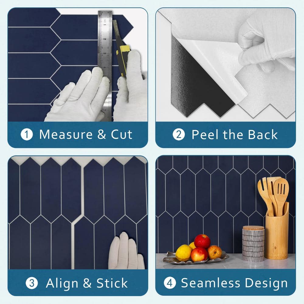 Navy Blue Hexagonal Peel and Stick Mosaic Tile Sheet