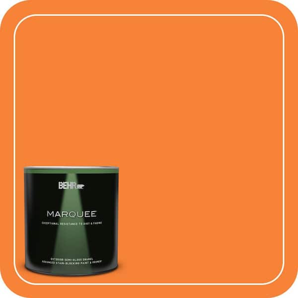 BEHR MARQUEE 1 qt. #230B-6 Orange Burst Semi-Gloss Enamel Exterior Paint & Primer