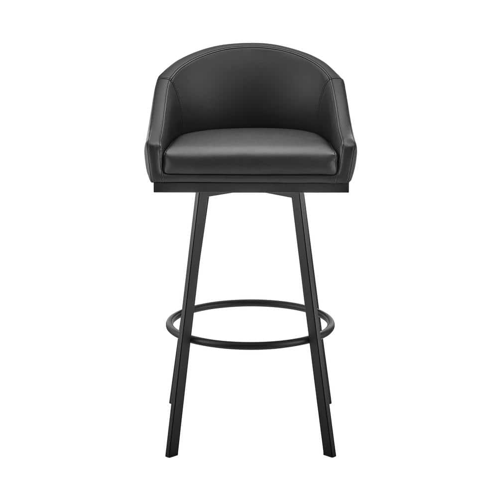 Noran Black Faux Leather Adjustable Swivel Counter Stool