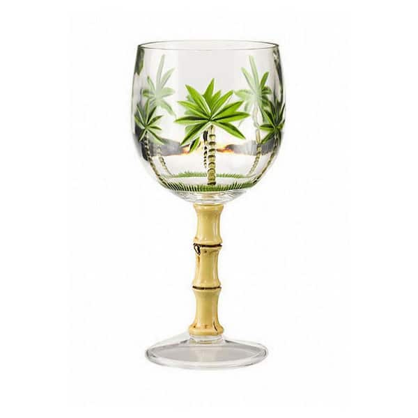 16 oz. Designer Bamboo Stemmed Acrylic Wine Glasses Set (Set of 4
