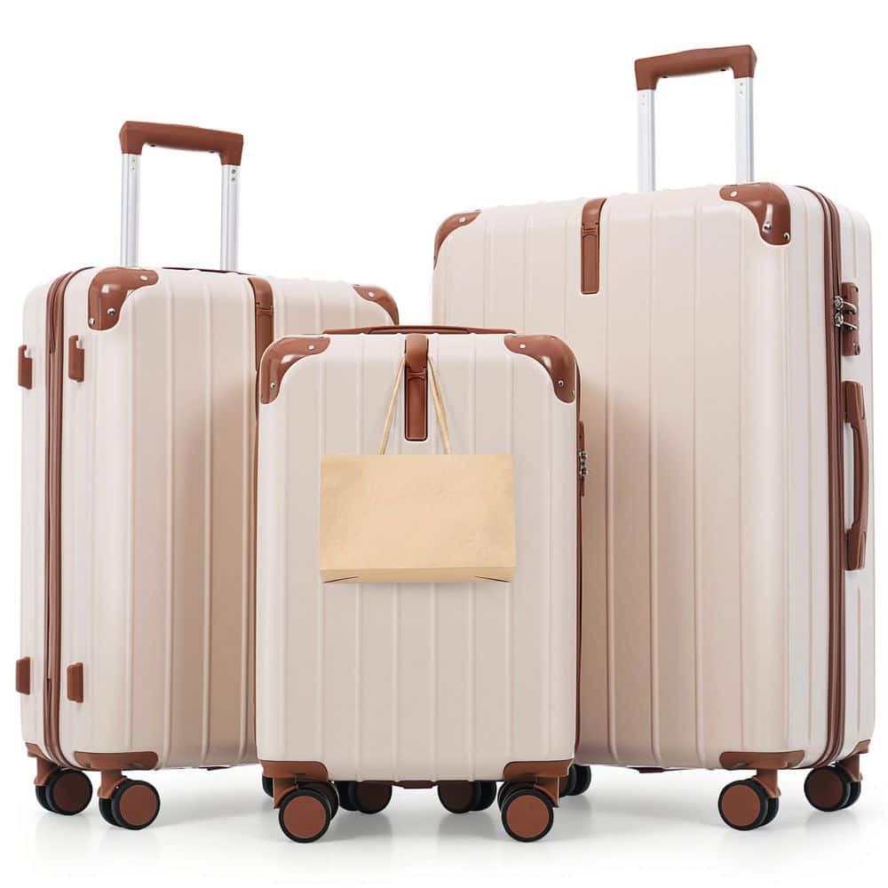 3-Piece Ivory ABS Plastic Hardside Luggage Set with 360° Spinner Wheels price history on PriceWatchPro