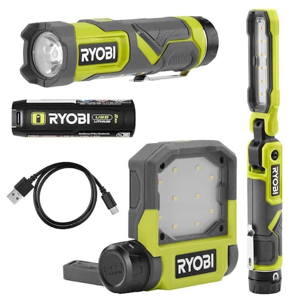 3-Pack of USB Lithium LED Flashlights (Flashlight, Inspection Light, Flip Light) w/ (3) 2Ah Batteries & Charging cables