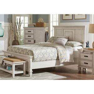 Franco Wood Queen Storage Panel Bed Distressed White