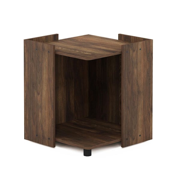 Furinno Peli 16.6 in. Columbia Walnut Square Wood End Table with Storage