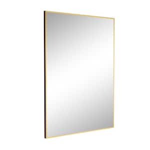 Gold 26 in. W x 37 in. H Right-Angle Rectangle Aluminum Alloy Thin-Edge Wall Mirror