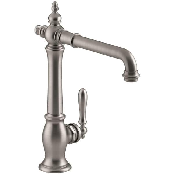 KOHLER Artifacts Single-Handle Standard Kitchen Faucet with Victorian Spout Design in Vibrant Stainless
