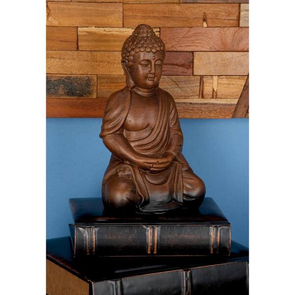 Litton Lane 9 in. Terracotta Buddha with Folded Hands Sculpture