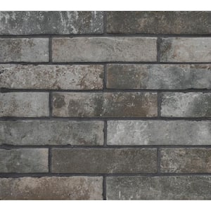Take Home Tile Sample - Capella Charcoal 4 in. x 4 in. Brick Matte Porcelain Floor and Wall Tile