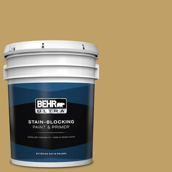 BEHR ULTRA 5 gal. #360F-5 Desert Moss Satin Enamel Exterior Paint & Primer