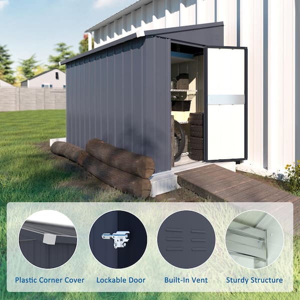 VEIKOUS 4 ft. W x 8 ft. D Metal Storage Lean-To Shed 33 sq
