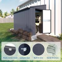 VEIKOUS 4 ft. W x 8 ft. D Metal Storage Lean-To Shed 33 sq. ft. in Gray PG0301-16-4