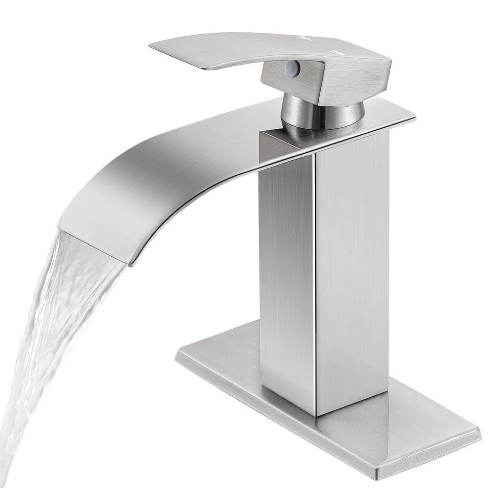 Waterfall Single Handle Single Hole Low-Arc Bathroom Faucet Bathroom Drip-F