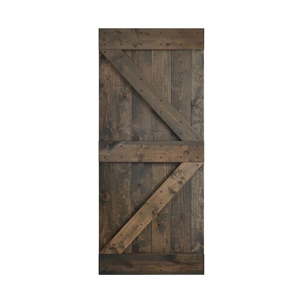 COAST SEQUOIA INC K Series 38 in. x 84 in. Aged Barrel DIY Knotty Pine Wood Barn Door Slab