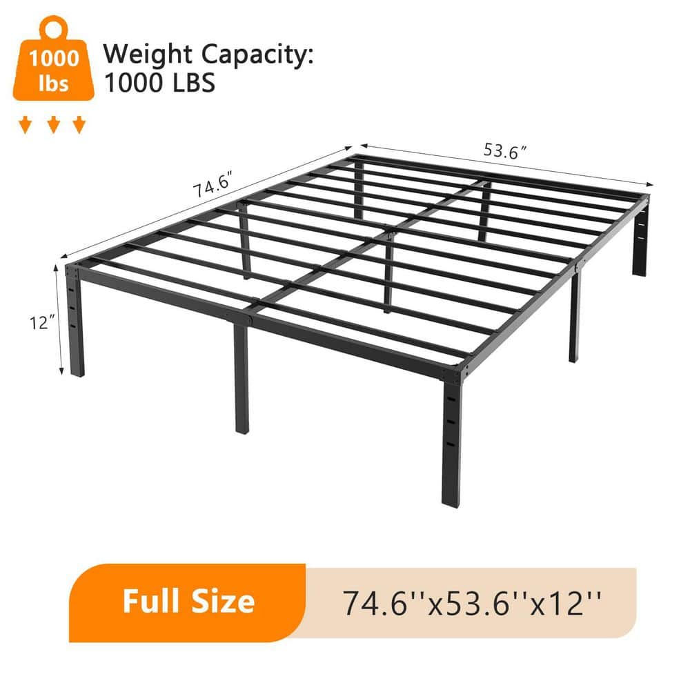 14 in. Black Metal Frame Queen Platform Bed No Box Spring Needed - thumbnail 3