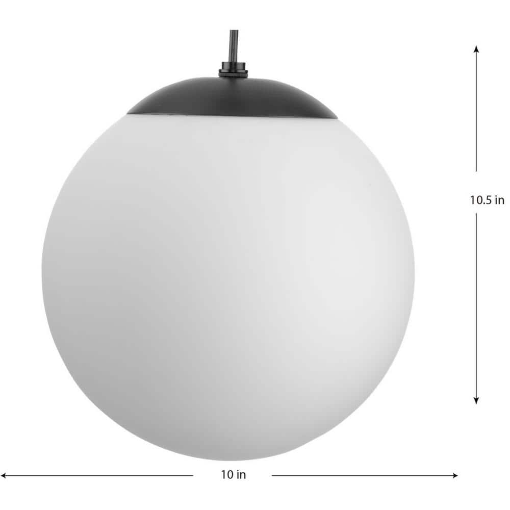 Atwell Matte Black and Opal Glass Globe Pendant Light