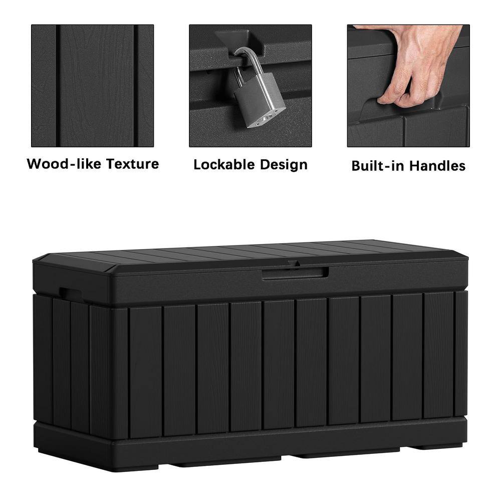 Black Resin Lockable 85 Gallon Outdoor Deck Box